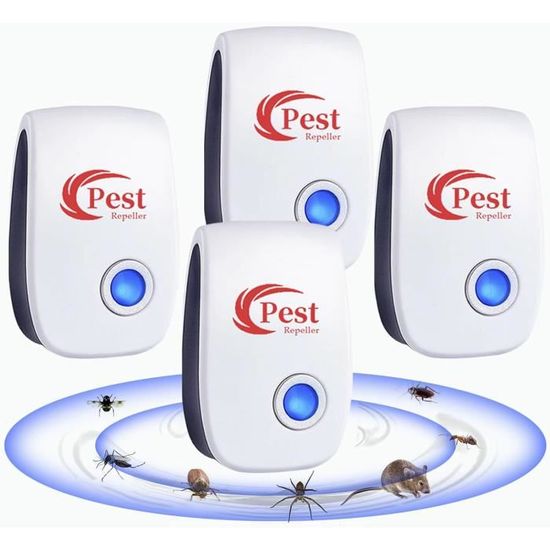 4x Répulsif Ultrason Anti-rongeurs & Insectes – éloigne Souris, Rats, Moustiques – Sans Produits Chimiques