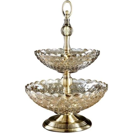 Verre Double-Couche Ronde Perle Assiette De Fruits Style Européen Brun ...