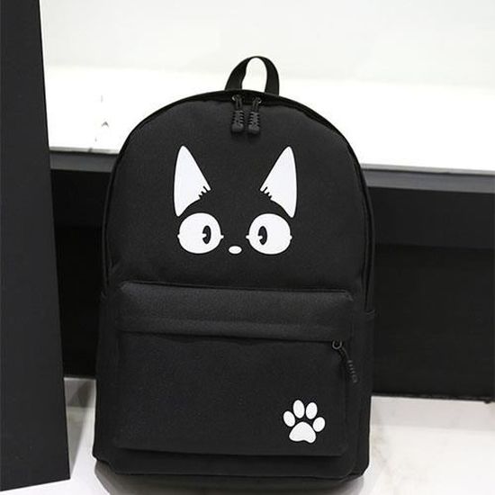 Sac à Dos Peluche Forme De Chat Noir, Bretelles Réglables, Fermeture éclair - Neuf Avec étiquettes, Taille Moyen