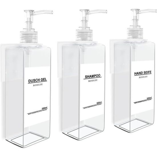 Lot De 3 Distributeurs De Savon En Verre 500 Ml - Pompe Longue, Couleur Rose, Pour Salle De Bain, Cuisine