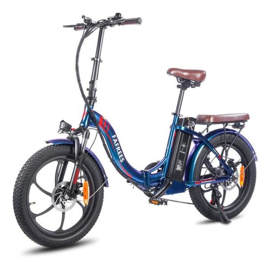 Vélo Électrique Femme Pliant 20" FAFREES F20 Pro - 250W - Batterie amovible 36v 18ah - Shimano 7 Vitesses - Bleu