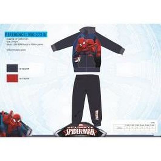Bas De Jogging Garçon Spiderman - Taille 7 Ans - Rouge - 60% Coton, 40% Polyester