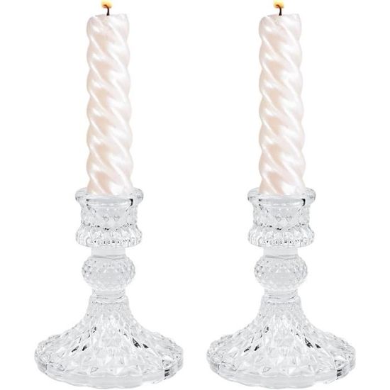CYS EXCEL Lot de 2 bougeoirs en verre pour pilier de 7,6 cm