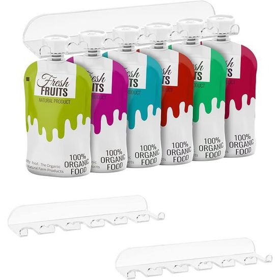 FNG8 Rangement Frigo Malin pour Gourde Compote Reutilisable (Lot de 3