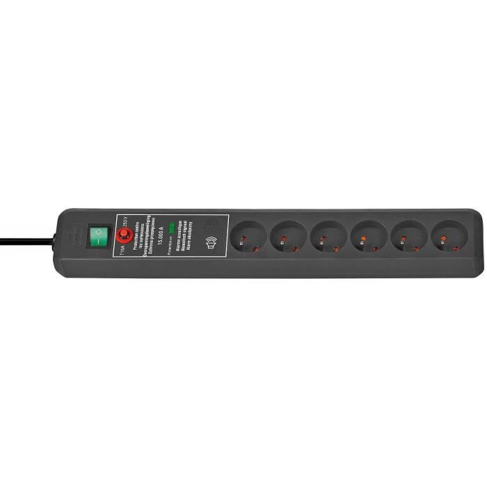 BRENNENSTUHL Bloc multiprise parasurtenseur Secure-tec socle 6 prises 3m 15000A signal sonore