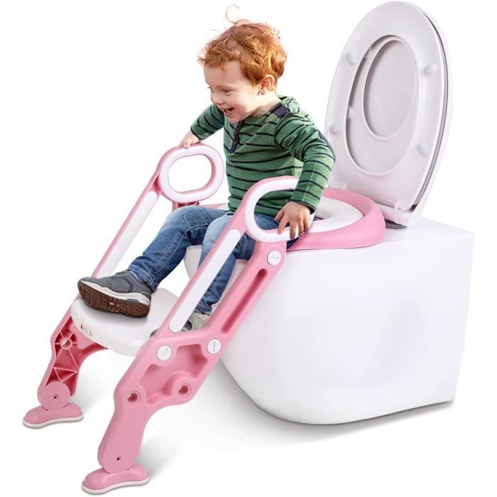 Siège de Toilette Enfant Réglable et Pliable, Réducteur de Toilette Bébé avec Marches, Entraîneur de Toilette pour Enfants ave[22]