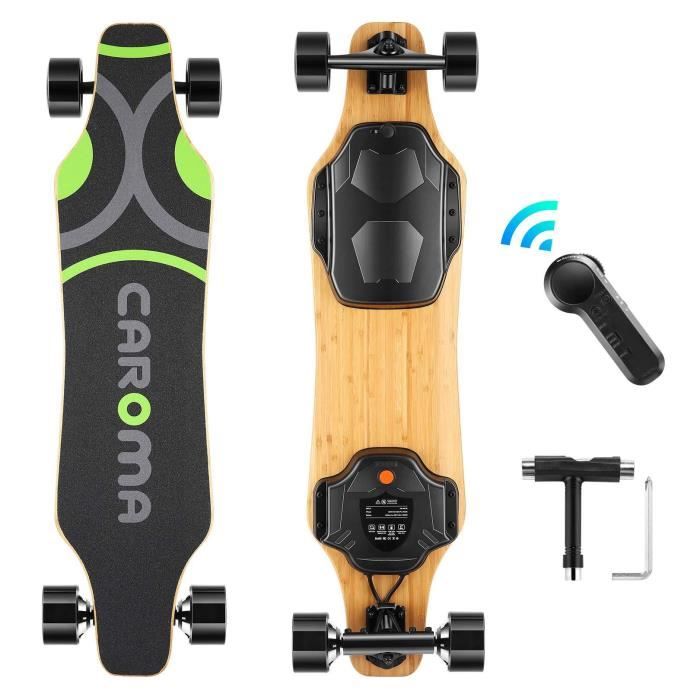 Skateboard électrique Dual 450 W Planche à roulettes avec télécommande sans fil en érable autocommutateur Noir