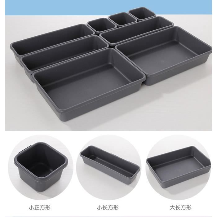 Boîte de rangement Tiroir de rangement créatif Combinaison sans séparation en plastique de petits objets 8 grilles, noir