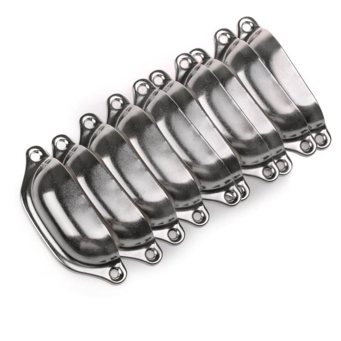 HiO 10PCS Poignée de Coquille Vintage pour Tiroir Armoire Meuble Cuisine Argent