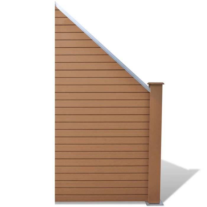 Panneau de Clôture WPC 105 x (105-185) cm Incliné Marron
