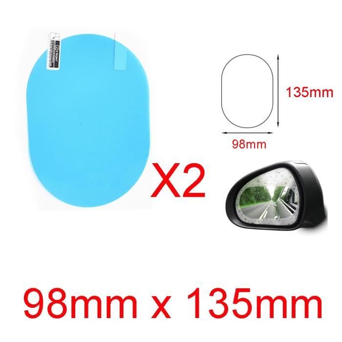 98mm x 135mm -Film de protection transparent pour rétroviseur de voiture, 2 pièces, Anti brouillard, brouillard d'eau, étanche à