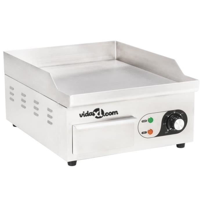 Plancha électrique-Plaque de cuisson Intérieur et Extérieur 6 à 8 Personnes Cuisson Acier inoxydable 2000 W 36 x 47 x 22 cm