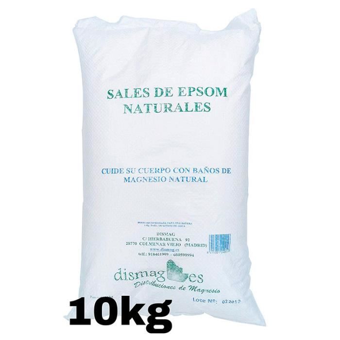 Sac Sel d’Epsom 10 Kg, Source concentrée de Magnésium, Sel 100% Naturel. Bain et Soins Personnels