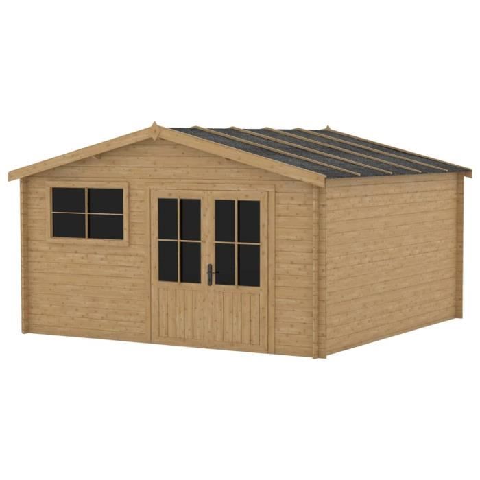 Cabane de Jardin Abri de Stockage Rangement pour Jardin Abri de jardin - en rondins avec fenêtre 28 mm 400x400 cm Bois