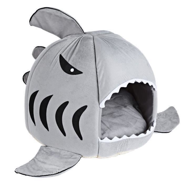 AA SWAREY Souple Shark souris Doghouse Pet Bed Dormir avec amovible Coussin Gris 37cm X 42cm