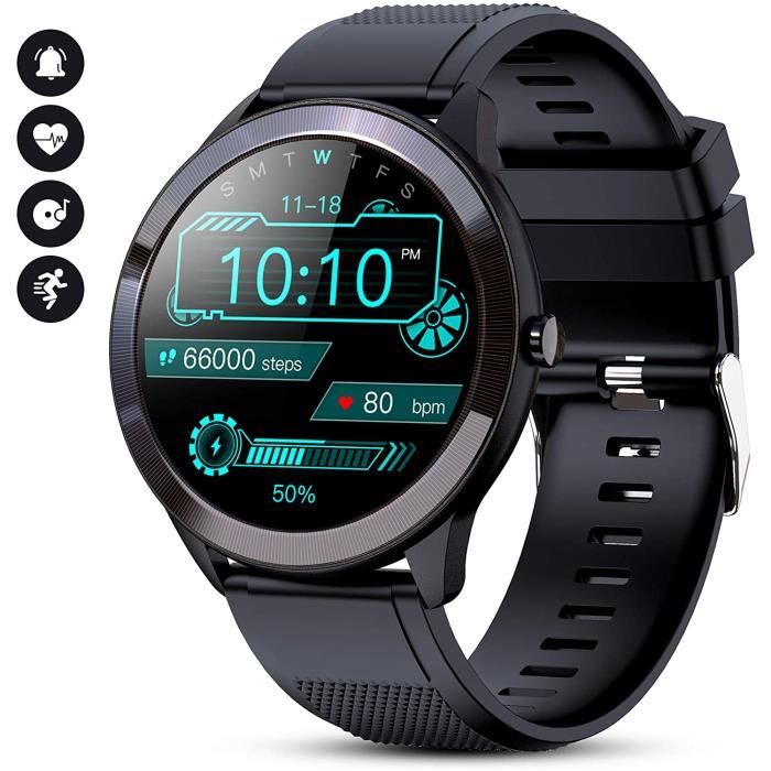 GOKOO Montre Connectée Homme Smartwatch Sport Etanche Bracelet Connecté Cardiofréquencemètre Podomètre Fitness Tracker d’Activité Mi