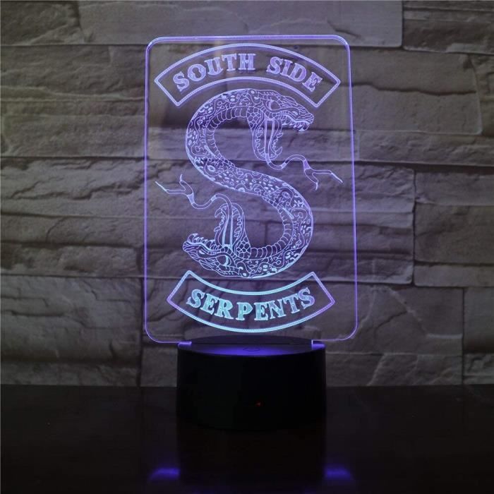 Badge Riverdale serpent Logo 3D LED veilleuse c t sud Serpents dcor signe choses Riverdale accessoires lampe de Table couleur473