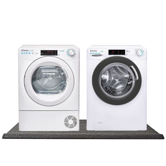Pack CANDY Lave-linge Frontal 13kg 1400trs/min + Sèche-Linge Pompe à Chaleur 11kg + Tapis Anti-Vibration 66 Blanc