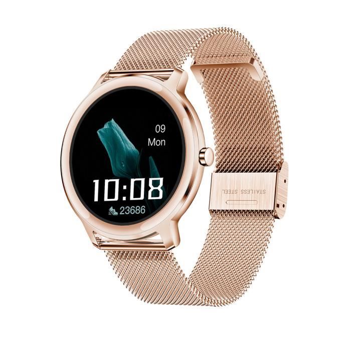 Montre connectée femme élégante sport rappel intelligent smartwatch moniteur de santé -Or