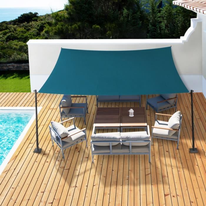 IDMARKET Voile d'ombrage rectangulaire 4x6 M bleu canard