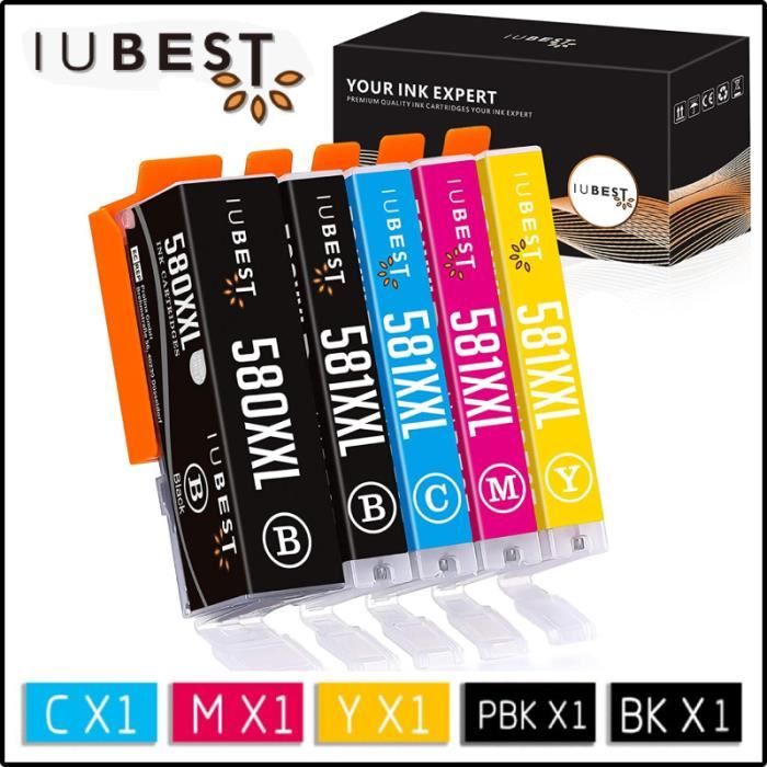 Cartouche d encre Canon 580 581 xxl compatible avec Canon Pixma TS8152 TS9150 TS9155 pgi580 pgbk Grande capacité cli581 Couleurs