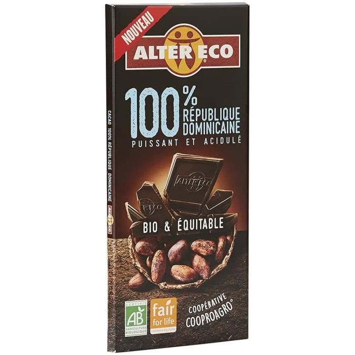 Barre Et Tablette De Chocolat - Eco 100% Cacao – Bio Équitable Pure Origine République Dominicaine Puissant