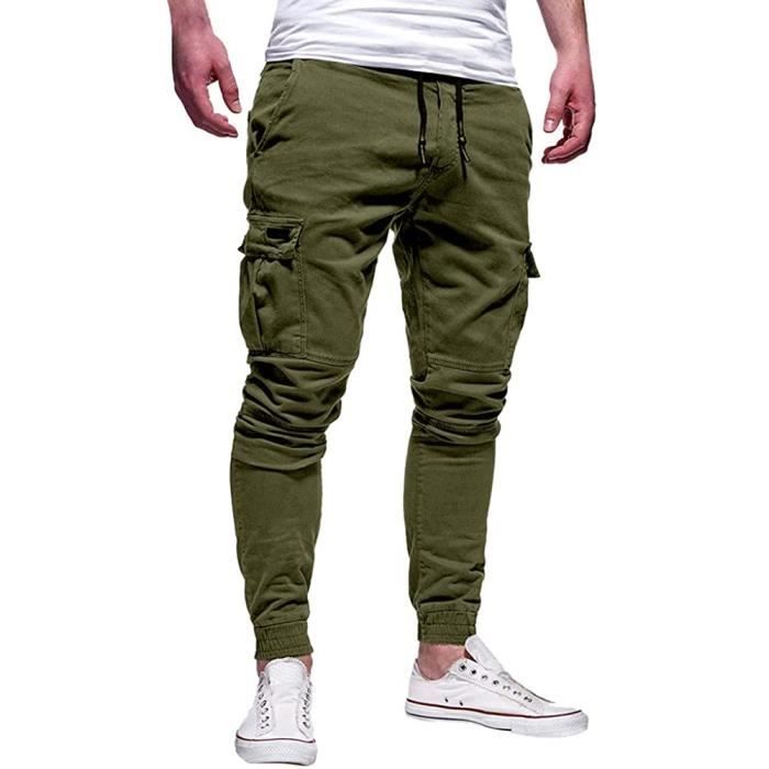 Homme Pantalon Cargo Militaire Sport Pantalons de Jogging Fit Casual Ceinture Élastique Long Pants Durables Multi Poches Les Loisirs