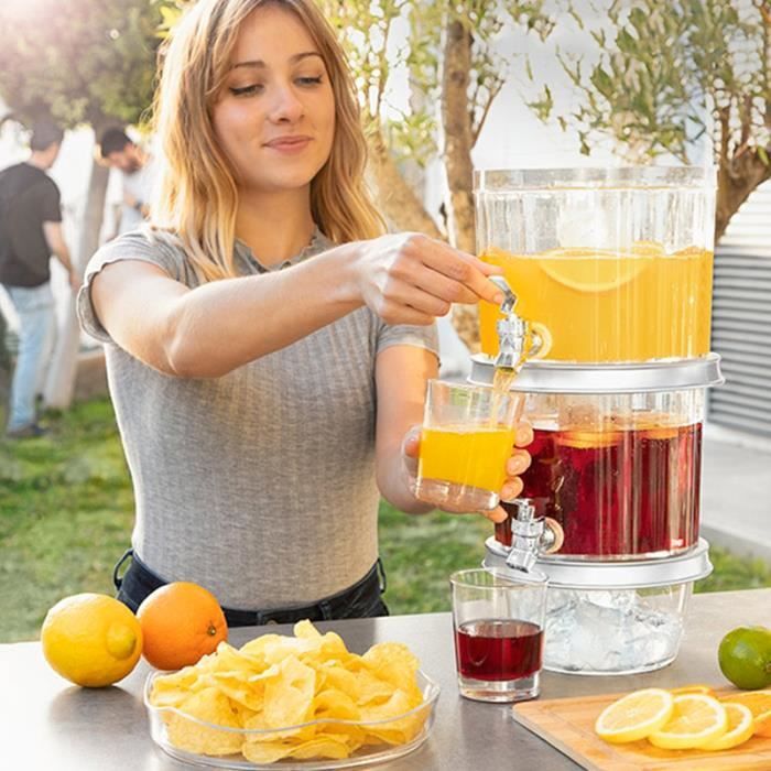 SHOP-STORY - TWINTAP : Distributeur de Boissons à Deux Niveaux avec Bacs à Glace et Plateau à Snacks