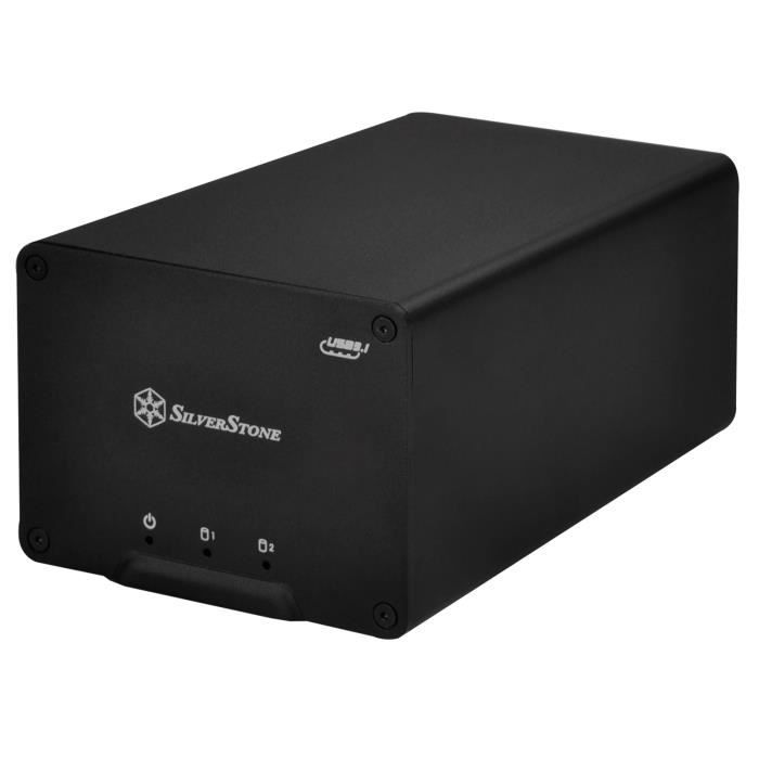 SilverStone SST-DS223 - Boîtier disque dur externe USB 3.1 Gen2 avec 2 baies de stockage, pour HDD ou SSD 2.5 pouces, noir