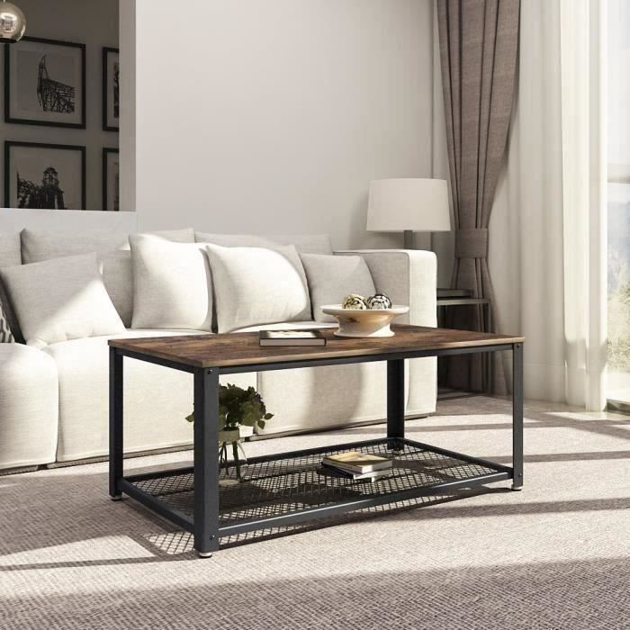 SONGMICS® Table basse LCT61X - Armature en métal - Industriel - 1 étagère