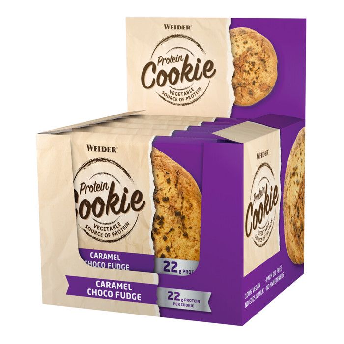 WEIDER BOÎTE 12 X 90 g PROTEIN COOKIE caramel choco fudge