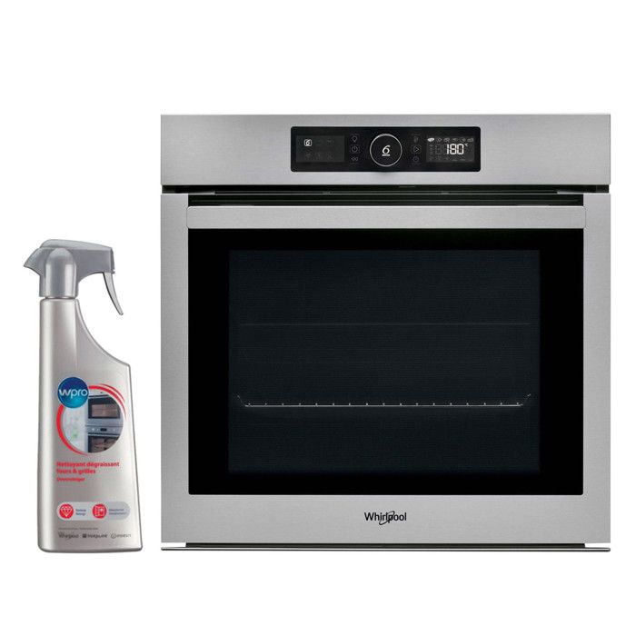 WHIRLPOOL Four multifonction, pyrolyse, inox antitrace, 73 L, bouton 6ème Sens