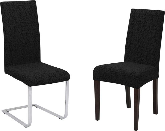 Lot De 4 Housses De Chaise En Jersey Stretch - Coton/Élasthanne, Gris Foncé, Universel