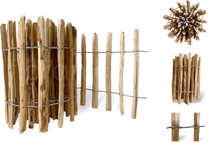 KOTARBAU® Clôture Jardin En Bois Traité à Enfoncer Wengé 60ćm | Bordure