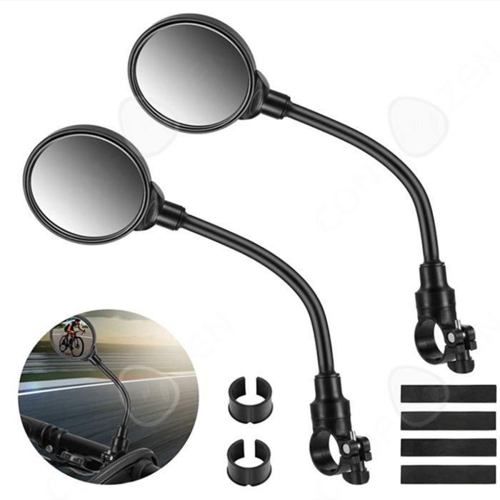 C Rétroviseur vélo Lot de 2 rétroviseurs, adaptés au rétroviseur de vélo de 22 à 32 mm rétroviseur de vélo réglable par Tuyau Noir