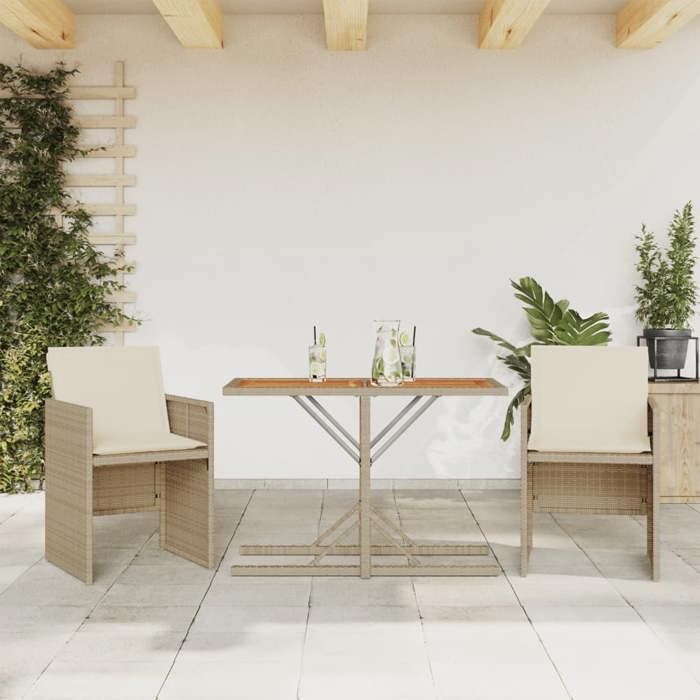 vidaXL Ensemble Bistro 3 pcs Résine tressée