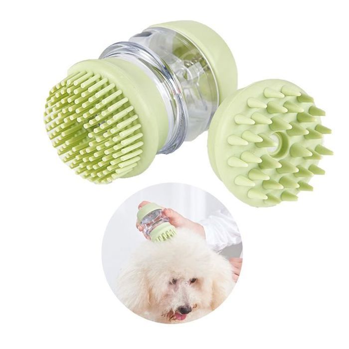 Comparer les prix de Brosse de bain pour chien, brosse de massage en silicone pour animaux de compagnie, brosse à double peigne pour laver