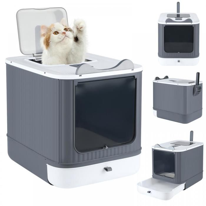 Meilleurs prix pour MIPAN.XL Bac à litière pour chat - Salle de bain pour chat  -  Avec Filtre et Pelle - 44.5 x 36.5 x 34.5cm - Blanc