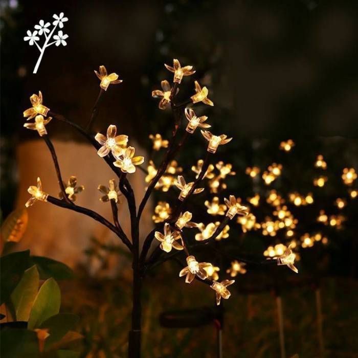 Nouvelle lampe solaire LED Sakura Branch pour jardin et pelouse