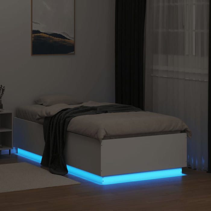 Cadre de lit - VIDAXL - fr4593 - LED RVB intégrée - 90x190 cm - Bois dingénierie