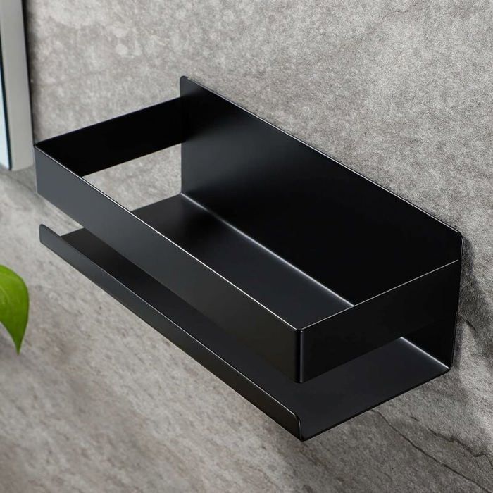 Étagère de douche autocollante sans perçage étagère de salle de bain en acier inoxydable SUS304 noir