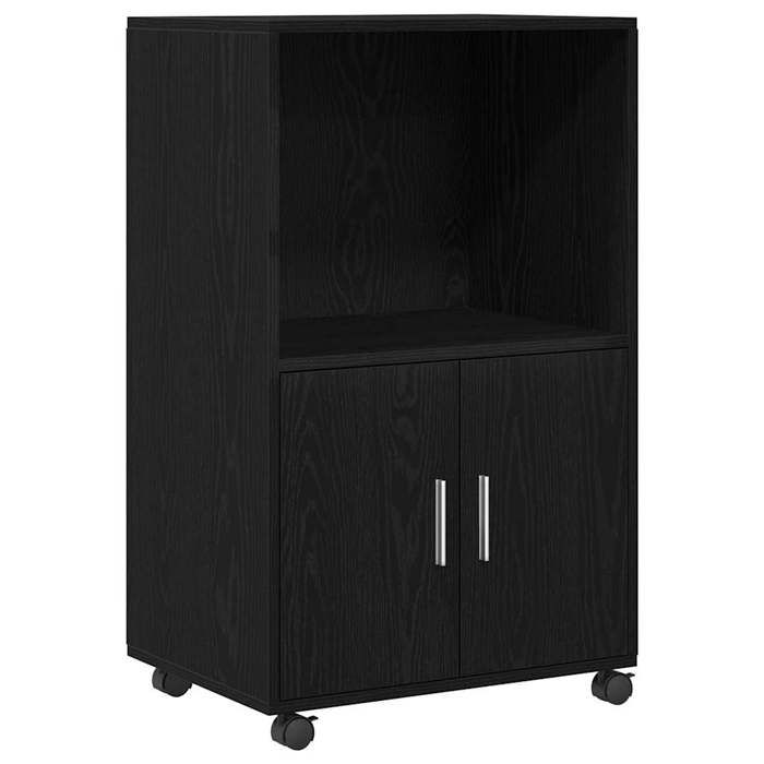 YUN@BUFFET BAS - MODERNE - Cabinet roulant Chêne noir 55x40x91 cm Bois dingénierie @7781@