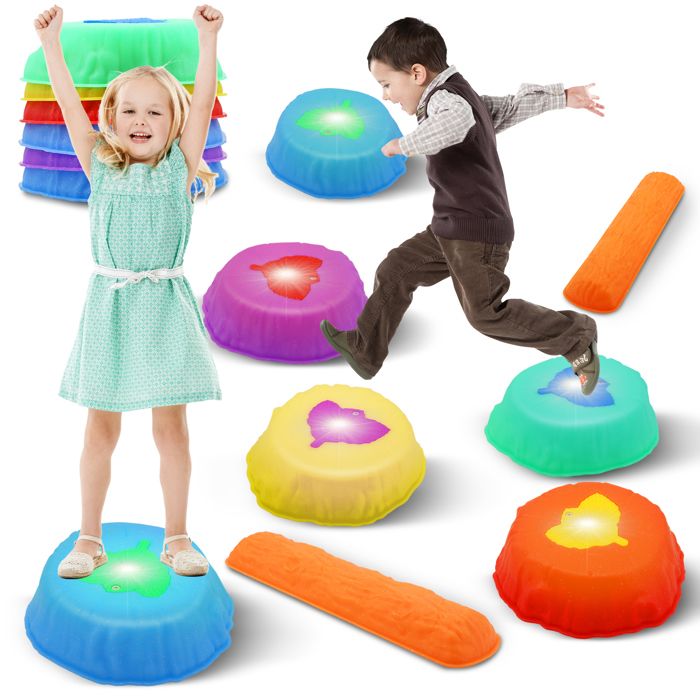 XAZASTOV Pierres D'Équilibre Antidérapantes Pour Enfants - Set De 5 - Parcours Motricité Intérieur/Extérieur - Dès 3 Ans