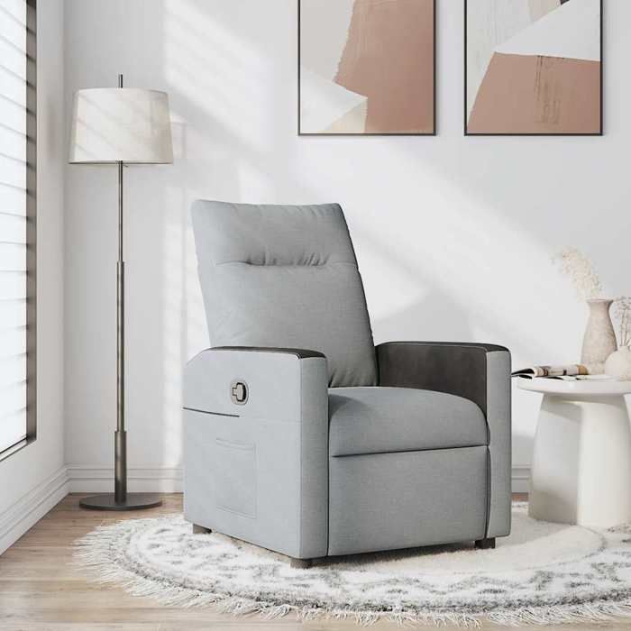 Printemps/été 2025 Fauteuil Relax SOLOMON Fauteuil inclinable Gris clair Tissu - 69x86x100 cm LV5190