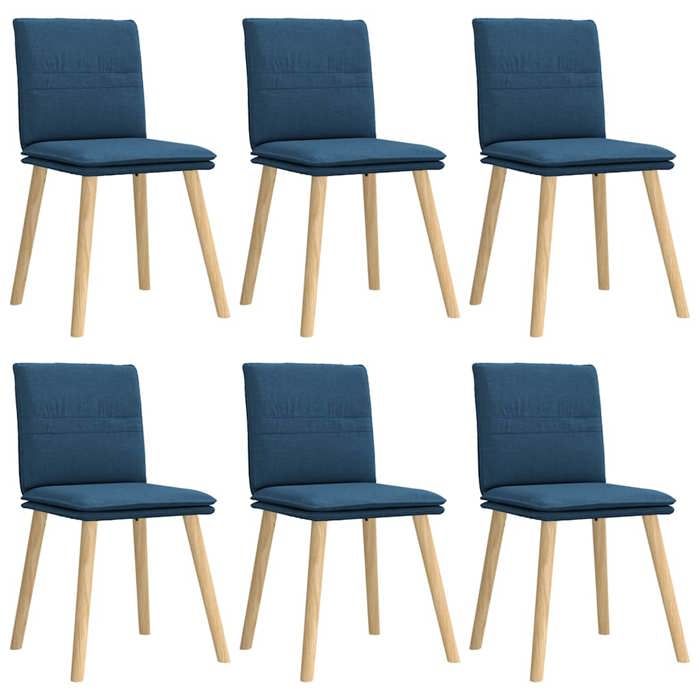 SOLO - TOP Chaises à manger/cuisine - lot de 6 - bleu tissu - cadre en bois - max charge 110kg LV1220