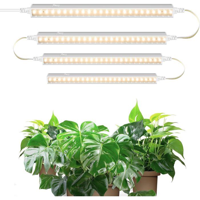 Barrina Lot De 4 Lampes Plantes T5 2FT 40W – Spectre Complet, Jaune, Connectables, Interrupteur – Idéal Serre & Intérieur