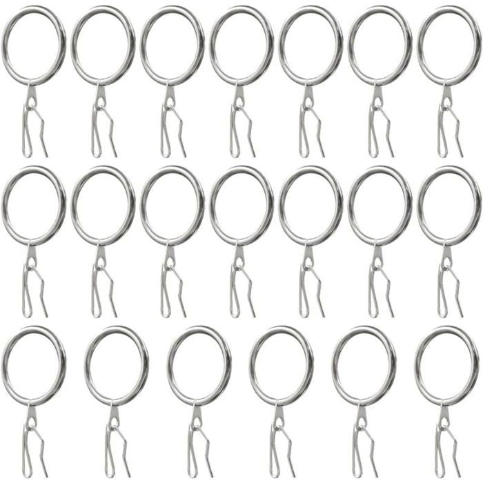 20 Pièces Curtain Rings Anneaux de Rideaux Métal und Crochet Rideau Metal pour Rideaux Rideaux de Porte Rideaux de DoucheNickel B