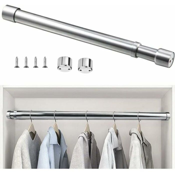 Tringle de penderie extensible en acier inoxydable - Tringle de