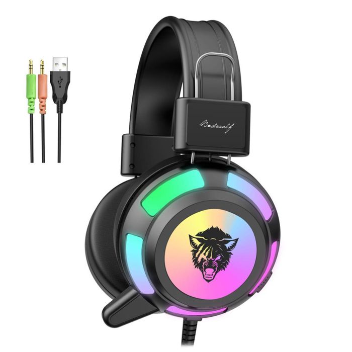 Casque Dam Electronics V8 filaire Jack 3 5 mm et USB Gaming RGB micro intégré - vue 2