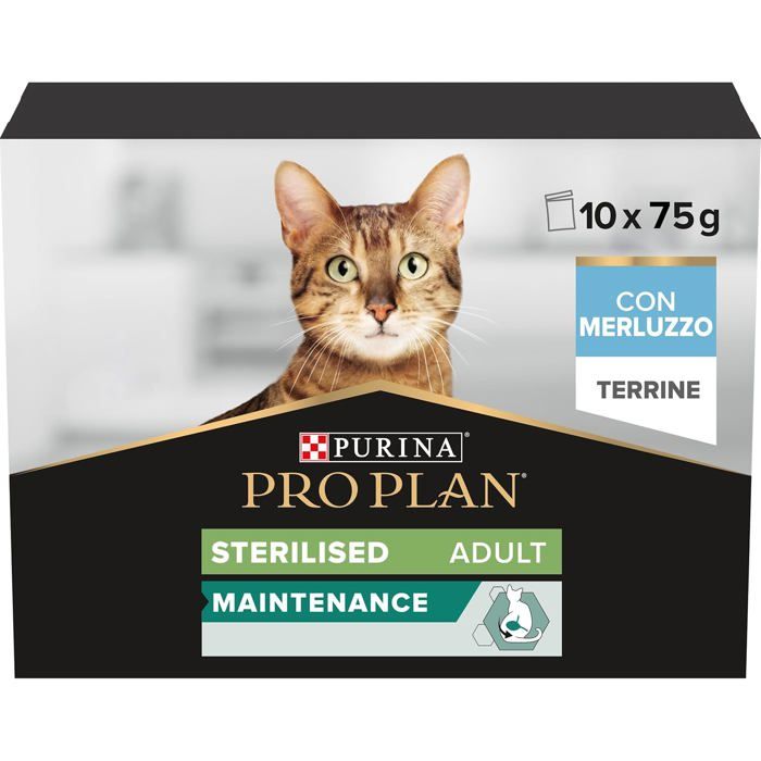Terrine Cabillaud PRO PLAN Adult STERILISED MAINTENANCE 75g - Nutrition avancée